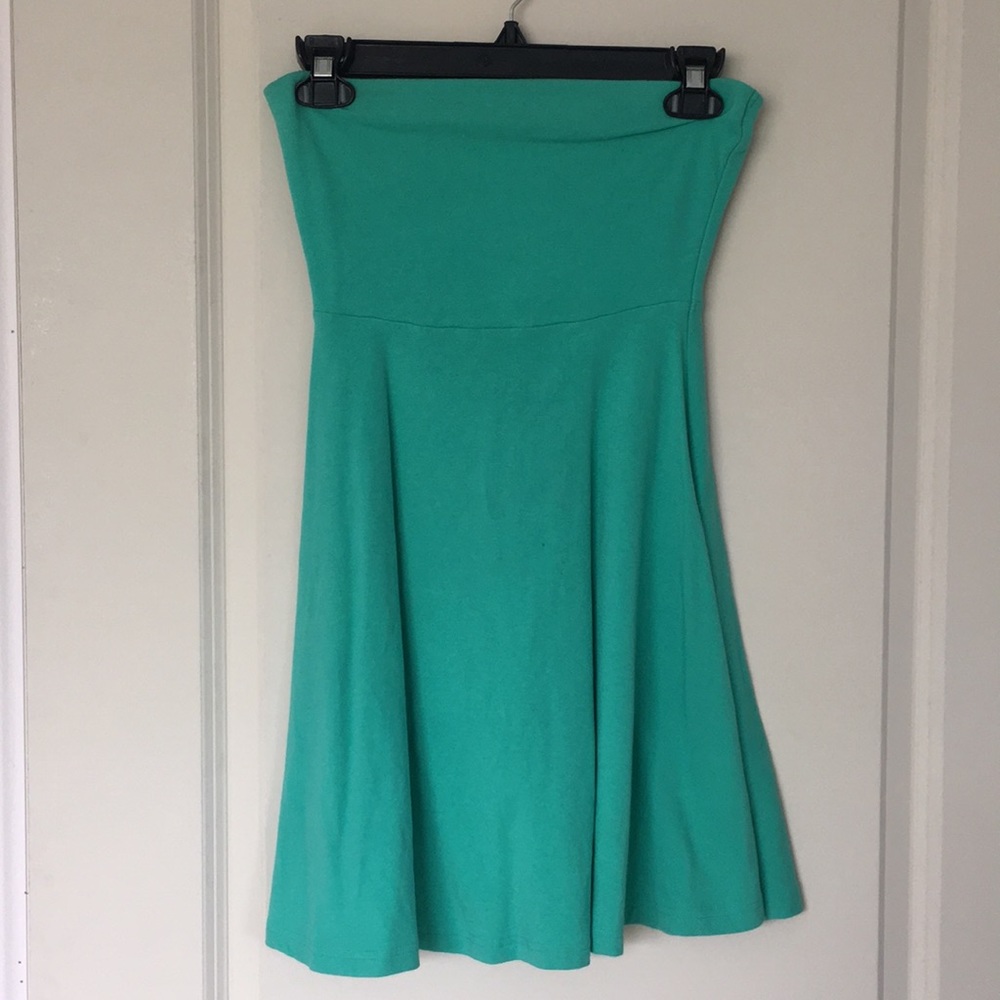 Mint green strapless skater dress